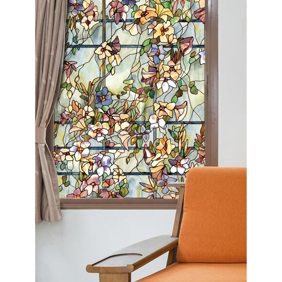 Artscape "Trellis" Window Film 24" x 36" Multicolor Privacy Stained Glass - Picture 2 of 4